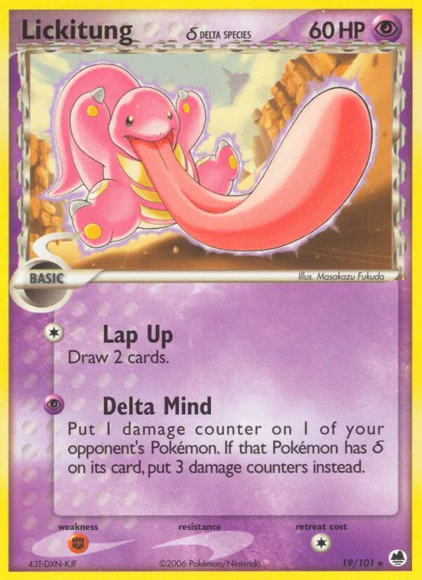 2006 Dragon Frontiers Lickitung δ Rare #019/101 Rare card image