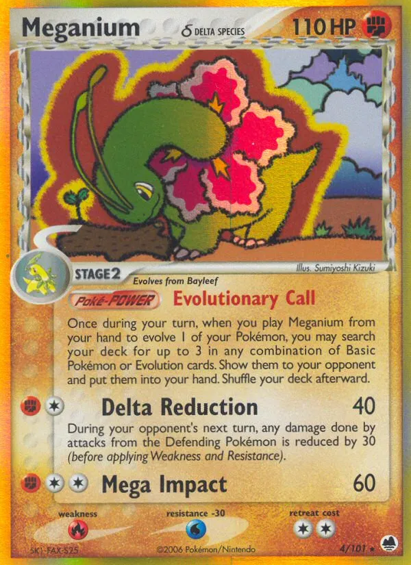 2006 Dragon Frontiers Meganium δ Rare Holo #004/101 Rare Holo card image