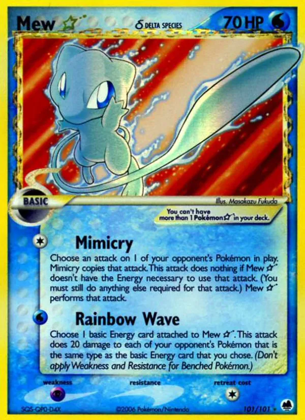 2006 Dragon Frontiers Mew ★ δ Rare Holo Star #101/101 Rare Holo Star card image