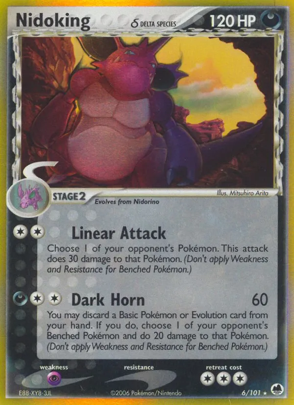 2006 Dragon Frontiers Nidoking δ Rare Holo #006/101 Rare Holo card image