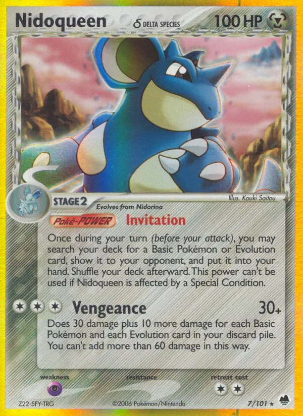 2006 Dragon Frontiers Nidoqueen δ Rare Holo #007/101 Rare Holo card image