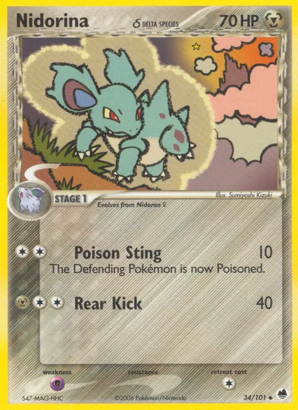 2006 Dragon Frontiers Nidorina δ Uncommon #034/101 Uncommon card image
