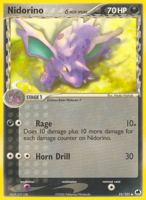 2006 Dragon Frontiers Nidorino δ Uncommon #035/101 Uncommon card image
