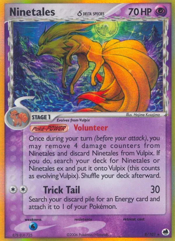 2006 Dragon Frontiers Ninetales δ Rare Holo #008/101 Rare Holo card image