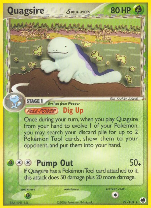 2006 Dragon Frontiers Quagsire δ Rare #021/101 Rare card image