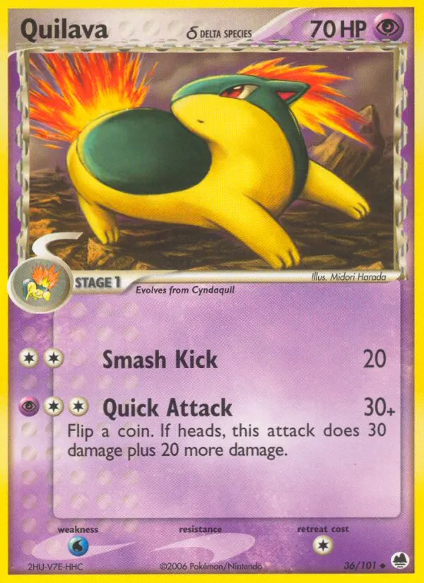 2006 Dragon Frontiers Quilava δ Uncommon #036/101 Uncommon card image