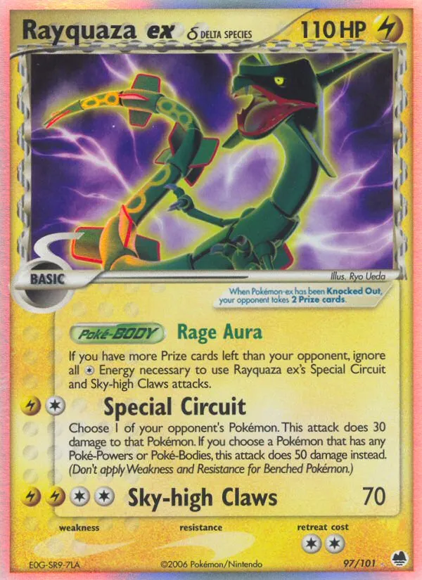 2006 Dragon Frontiers Rayquaza ex δ #097/101 Rare Holo EX card image