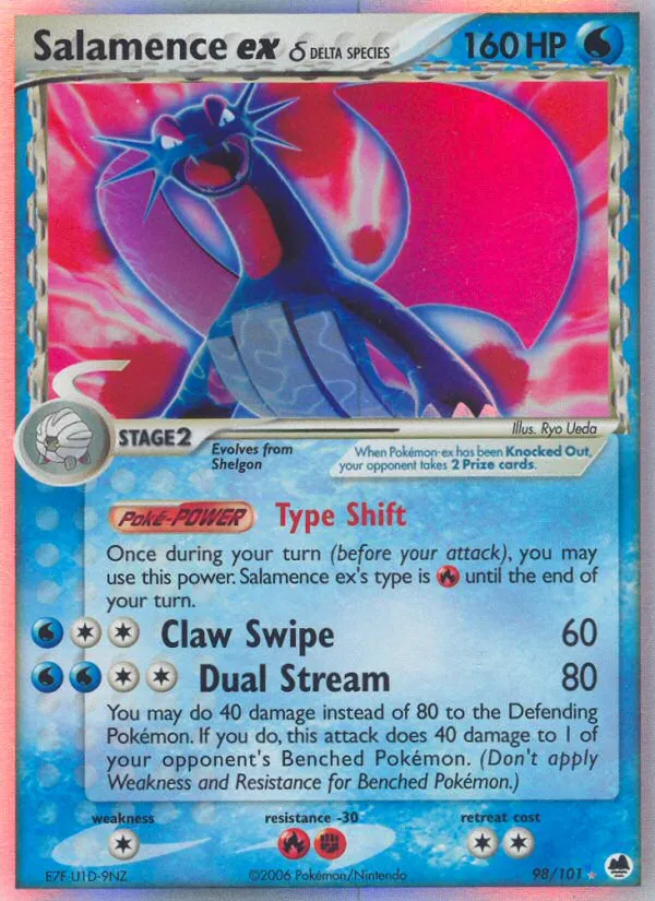 2006 Dragon Frontiers Salamence ex δ #098/101 Rare Holo EX card image