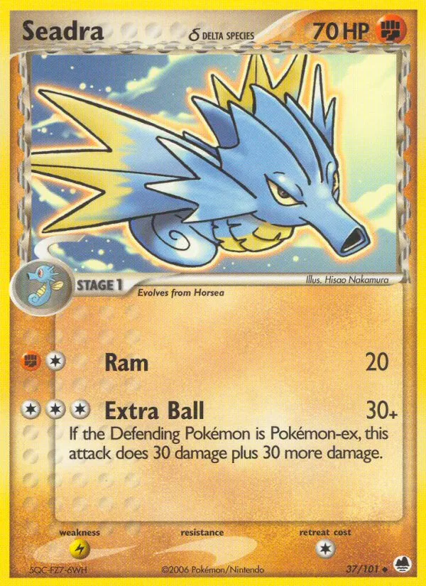 2006 Dragon Frontiers Seadra δ Rare #022/101 Rare card image