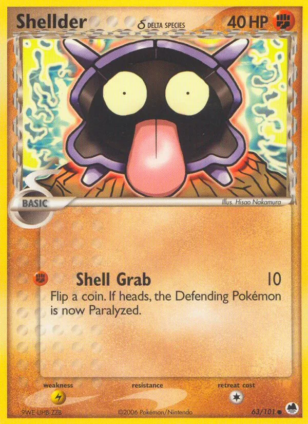 2006 Dragon Frontiers Shellder δ Common #063/101 Common card image