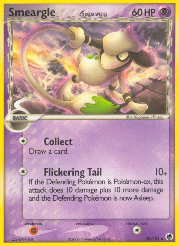 2006 Dragon Frontiers Smeargle δ Uncommon #039/101 Uncommon card image