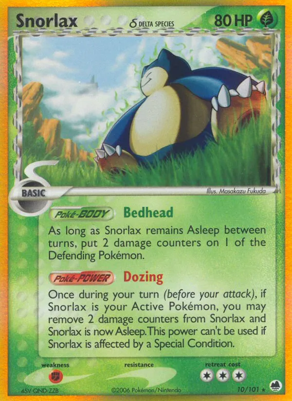 2006 Dragon Frontiers Snorlax δ Rare Holo #010/101 Rare Holo card image