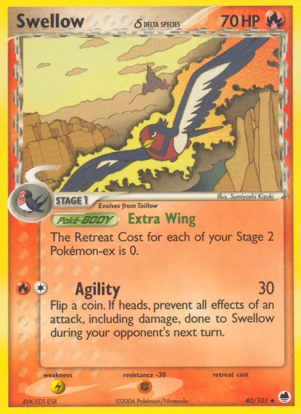 2006 Dragon Frontiers Swellow δ Uncommon #040/101 Uncommon card image