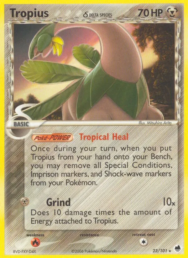 2006 Dragon Frontiers Tropius δ Rare #023/101 Rare card image