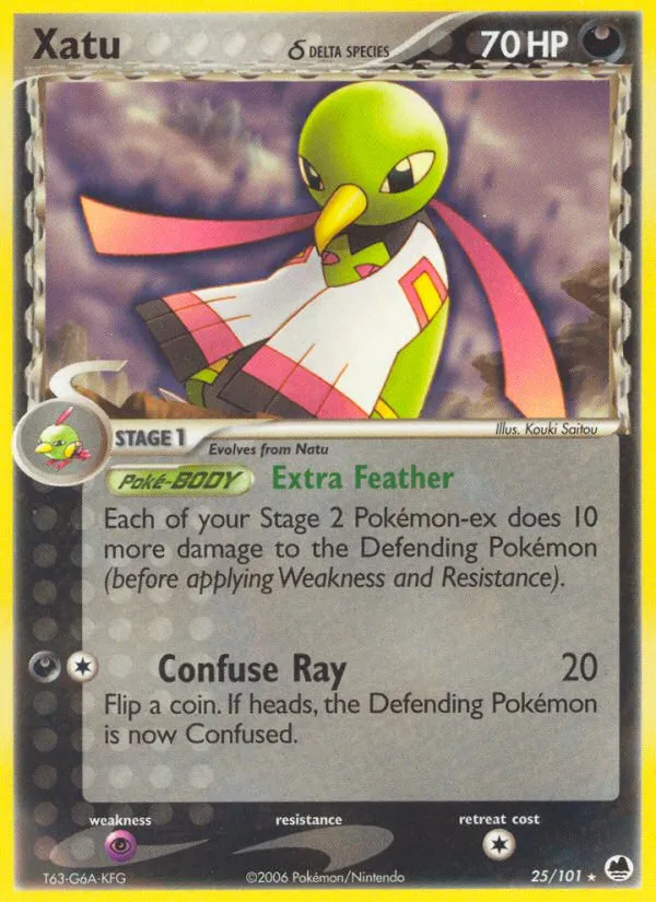 2006 Dragon Frontiers Xatu δ Rare #025/101 Rare card image