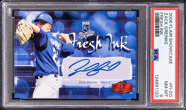 2006 Flair Showcase Zack Greinke Fresh Ink #FI-ZG card image