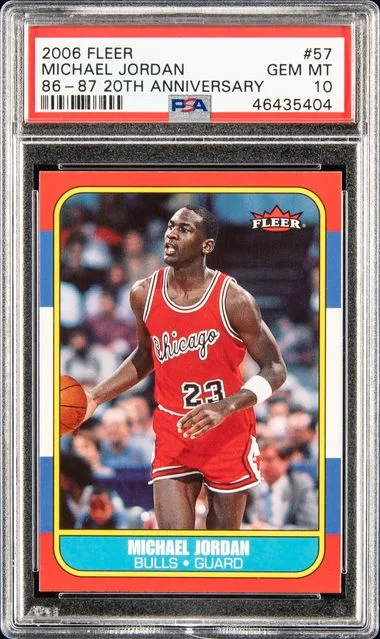 2006 Fleer Anniversary 57 Michael Jordan 86-87 #20Th card image
