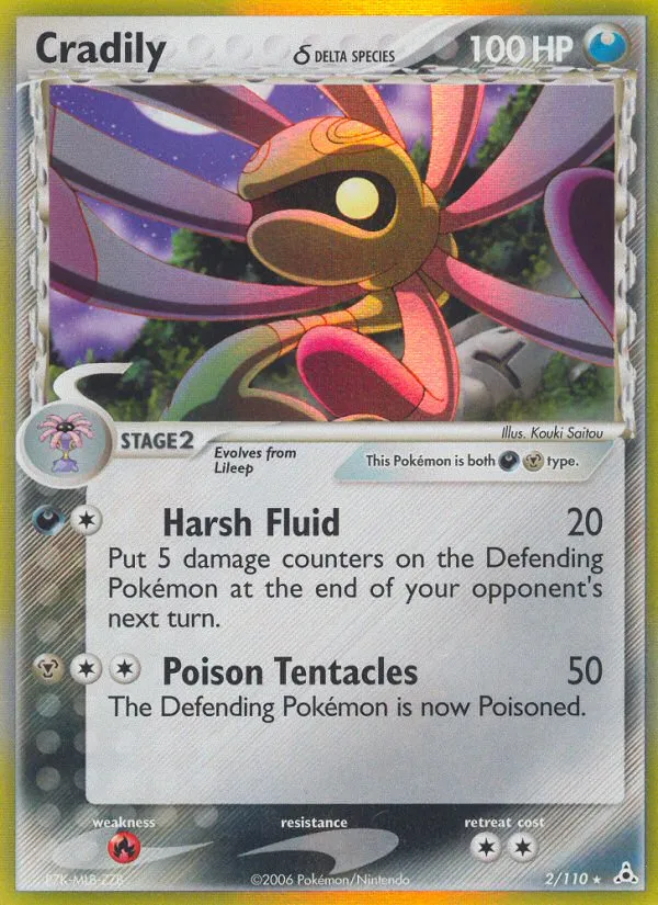 2006 Holon Phantoms Cradily δ Rare Holo #002/110 Rare Holo card image
