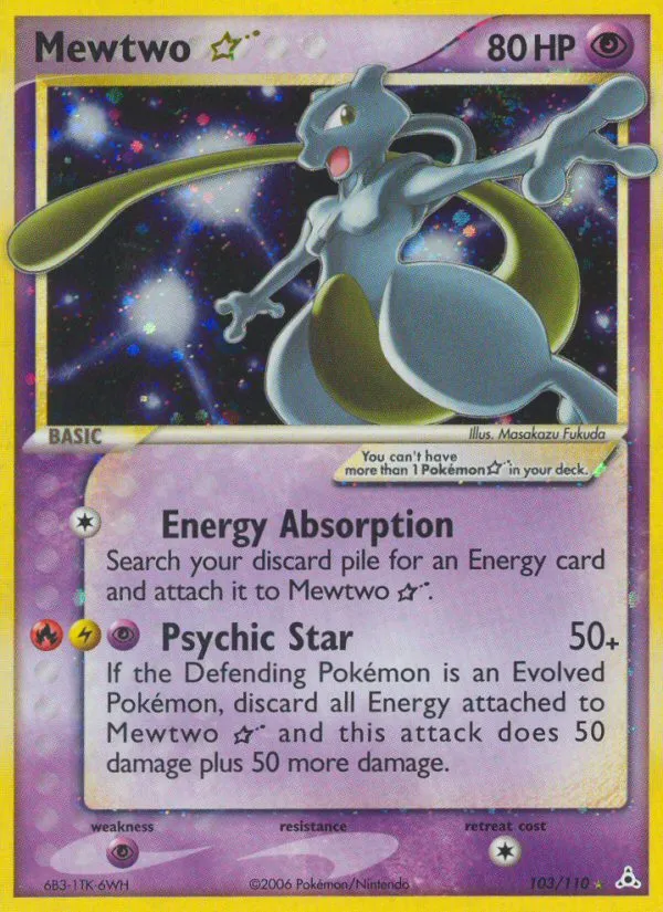 2006 Holon Phantoms Mewtwo ★ #103/110 Rare Holo Star card image