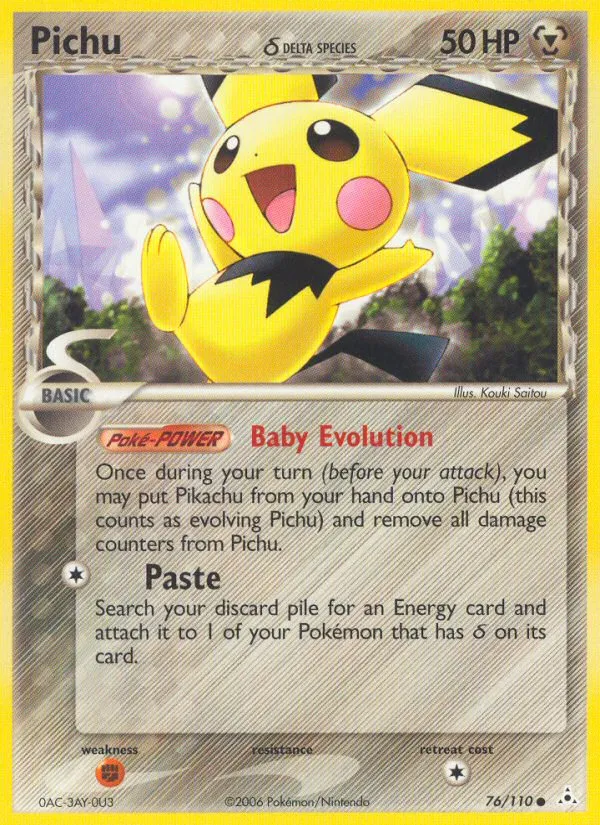 2006 Holon Phantoms Pichu δ Common #076/110 Common card image
