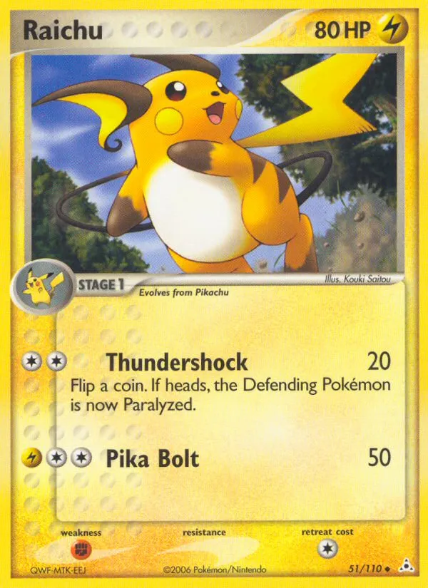 2006 Holon Phantoms Raichu #051/110 Uncommon card image