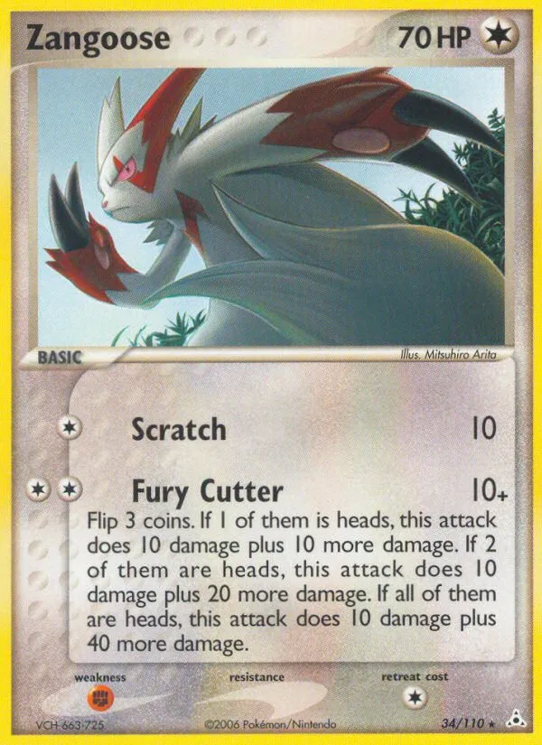 2006 Holon Phantoms Zangoose Rare #034/110 Rare card image