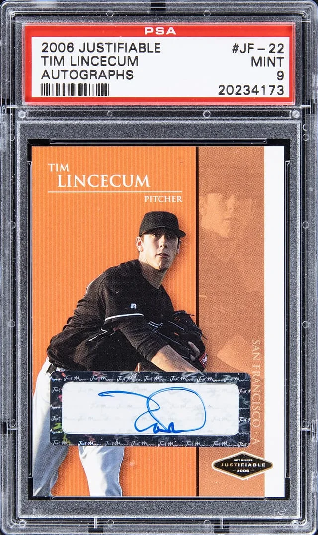 2006 Just Minors Justifiable Autographs Tim Lincecum #JF-22 card image