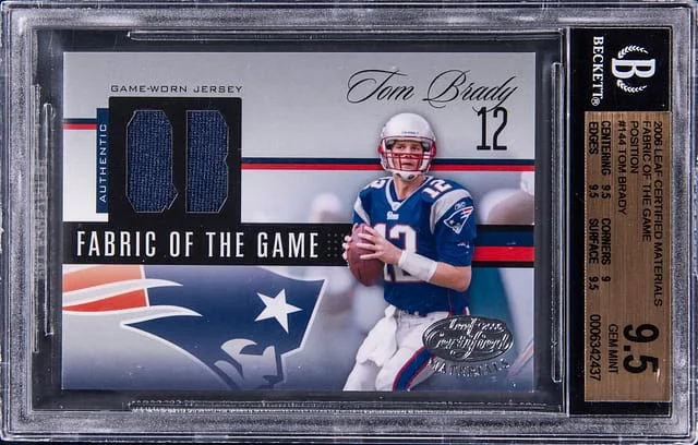 2006 Leaf Certified Materials Tom Brady Fabric Of The Game Position #FOTG-144 card image