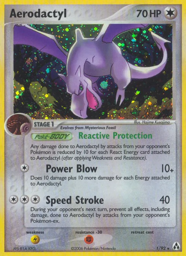 2006 Legend Maker Aerodactyl Rare Holo #01/92 Rare Holo card image