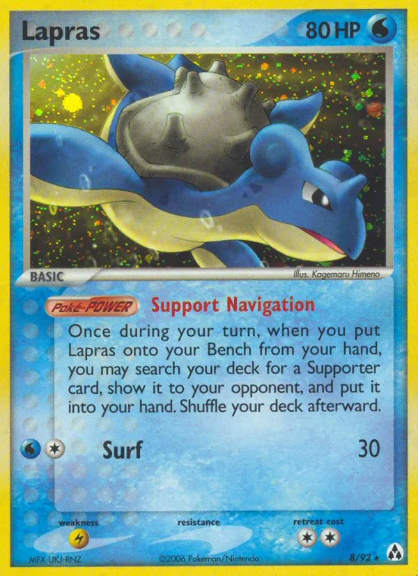 2006 Legend Maker Lapras Rare Holo #08/92 Rare Holo card image