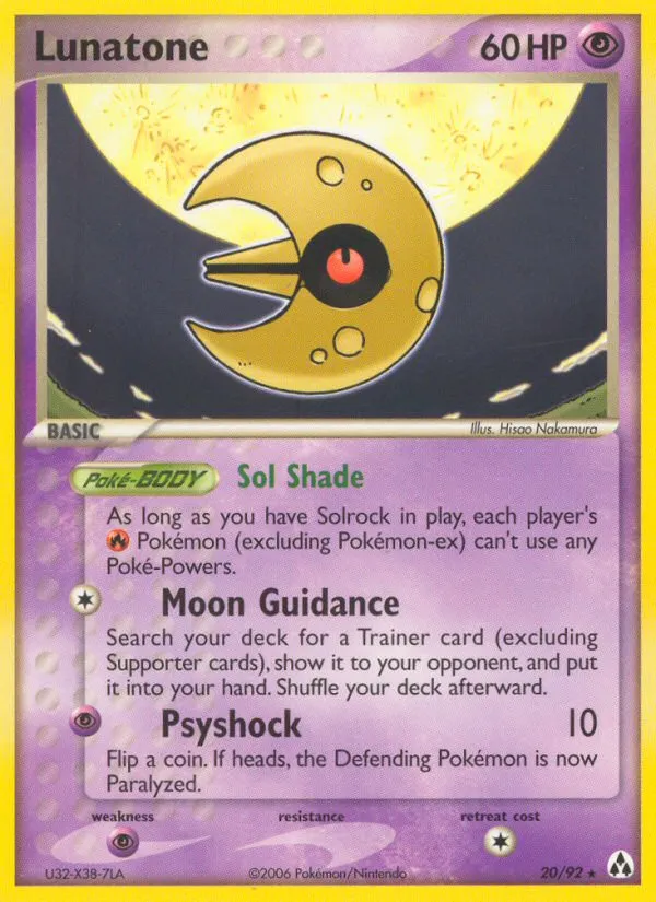 2006 Legend Maker Lunatone Rare #20/92 Rare card image