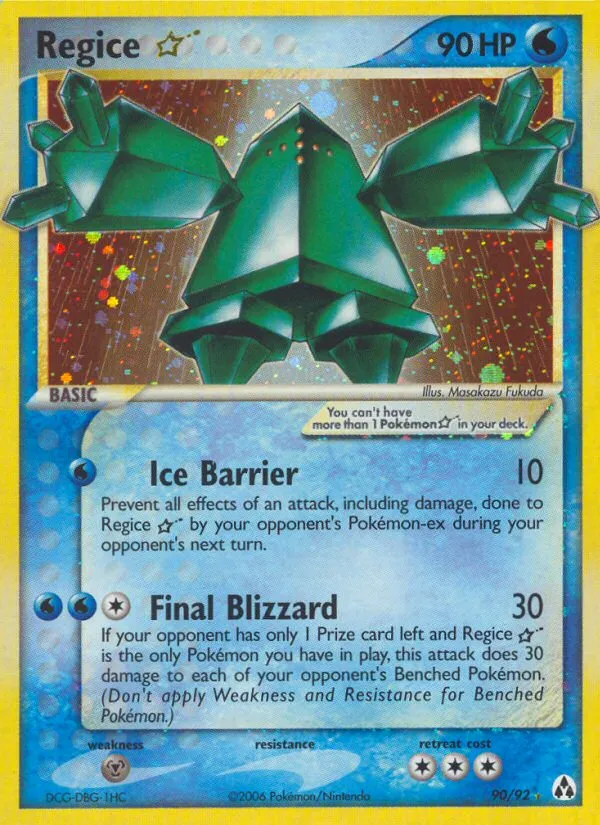 2006 Legend Maker Regice ★ #90/92 Rare Holo Star card image