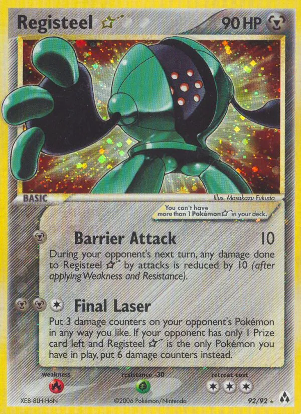 2006 Legend Maker Registeel ★ #92/92 Rare Holo Star card image