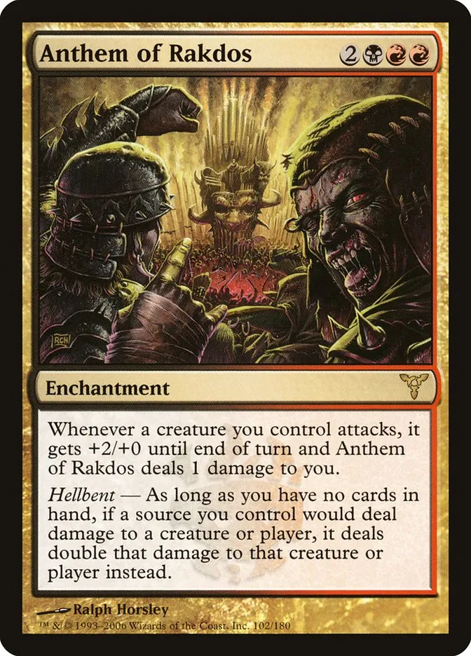 2006 Dissension Anthem of Rakdos rare #102 rare card image