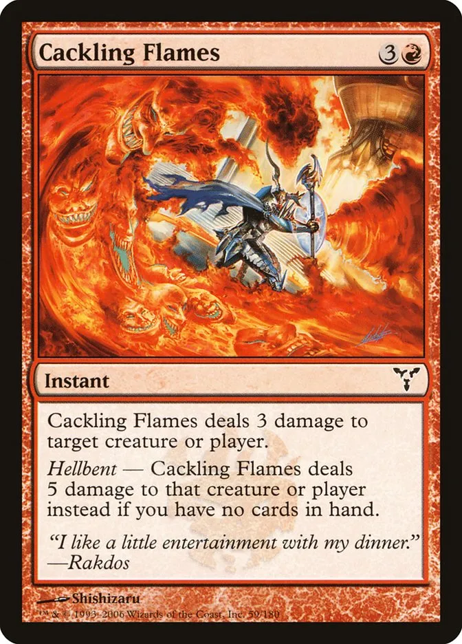 2006 Dissension Cackling Flames common #59 common card image