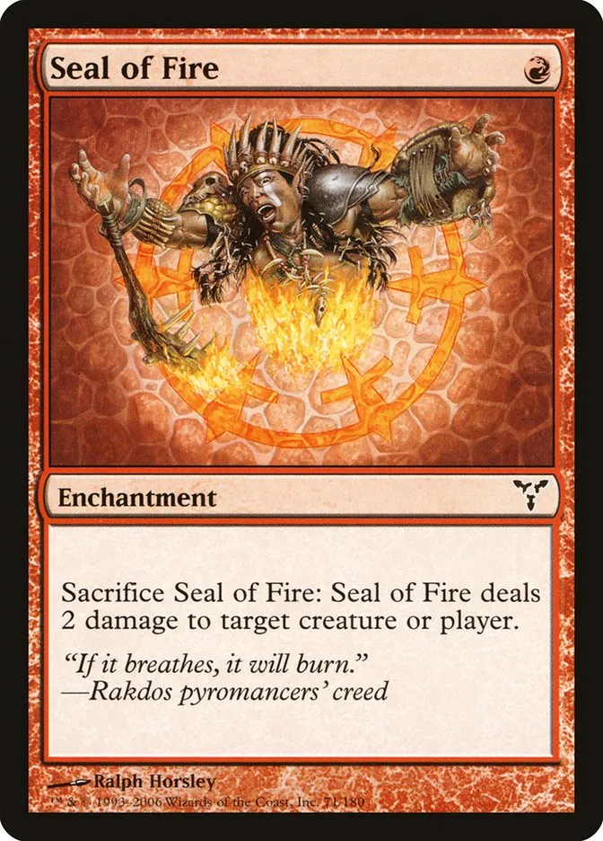 2006 Dissension Seal of Fire #71 common card image