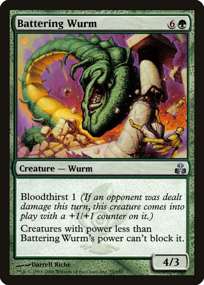 2006 Guildpact Battering Wurm uncommon #79 uncommon card image
