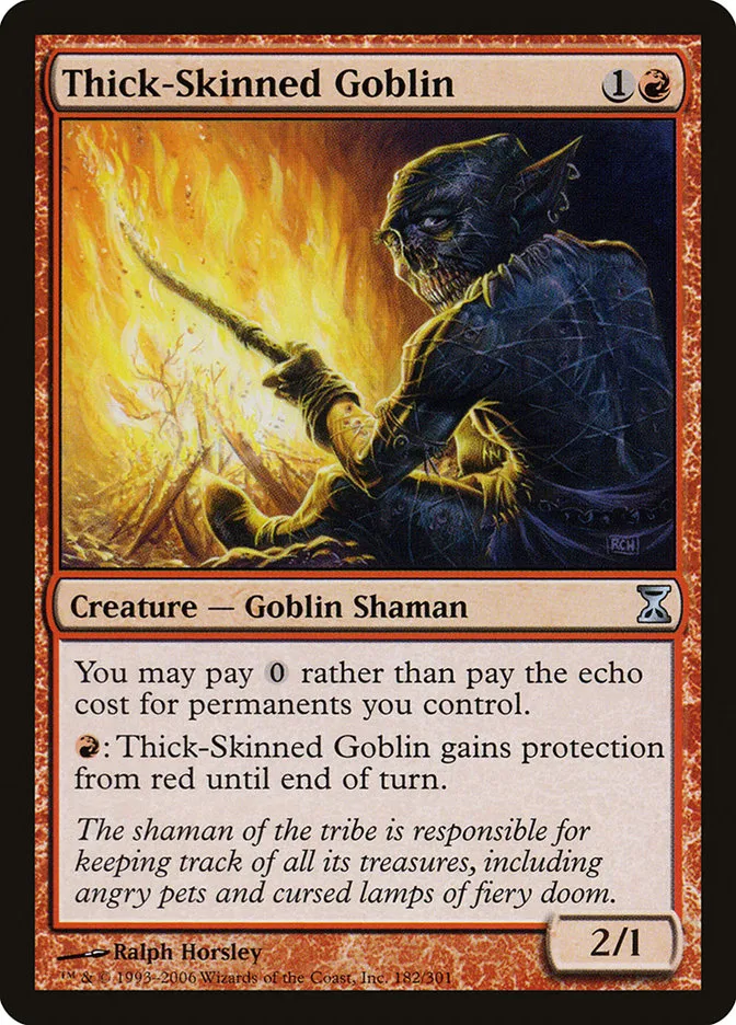2006 Time Spiral Thick-Skinned Goblin #182 uncommon card image