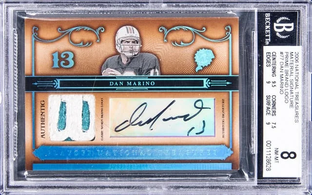 2006 National Treasures Dan Marino Material Signature Prime Brand Logo #77 card image