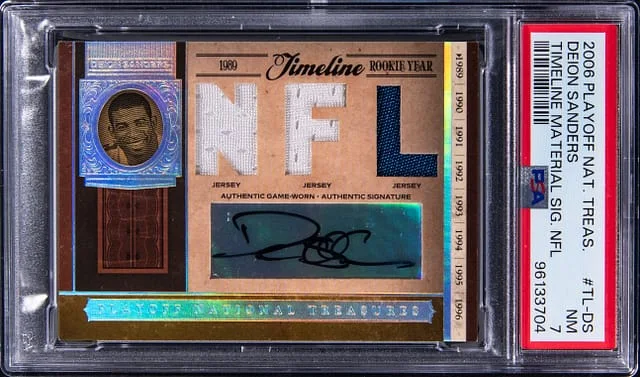2006 Playoff Deion Sanders National Treasures Timeline Material Signature NFL #TL-DS card image