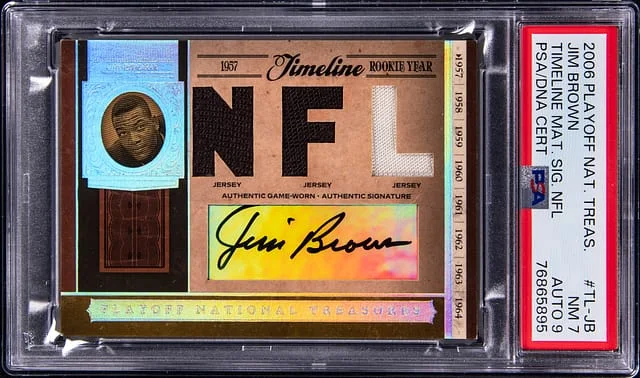 2006 Playoff Jim Brown National Treasures Timeline Material NFL Signature #TL-JB card image