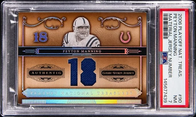 2006 Playoff Peyton Manning National Treasures Material Jersey Number #90 card image
