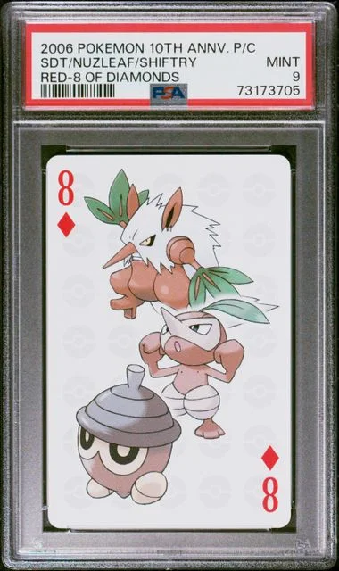 2006 Pokemon 10th Anniversary Playing Cards Red Deck Nuzleaf/Seedot/Shiftry, Of Diamonds #8 card image