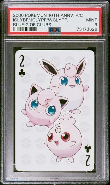 2006 Pokemon Center 10Th Anniversary Playing Cards Blue Deck Igglybuff/Jigglypuff/Wigglytuff, Of Clubs #2 card image