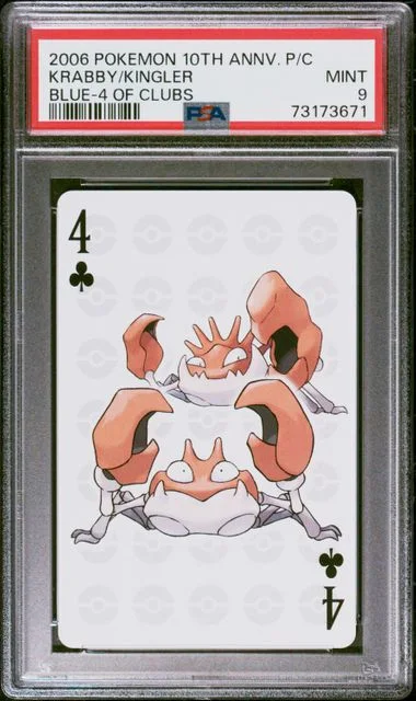 2006 Pokemon Center 10th Anniversary Playing Cards Blue Deck Of Clubs Kingler/Krabby #4 card image