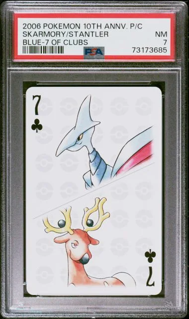 2006 Pokemon Center 10Th Anniversary Playing Cards Blue Deck Of Clubs Skarmory/Stantler #7 card image