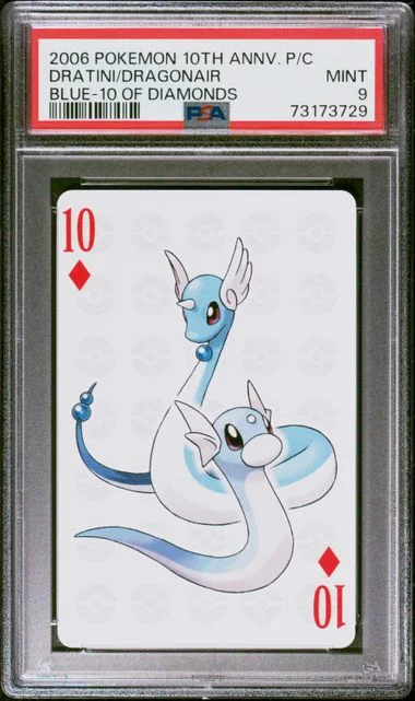 2006 Pokemon Center 10th Anniversary Playing Cards Blue Deck Of Diamonds Dragonair/Dratini #10 card image