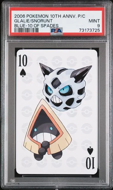 2006 Pokemon Center 10Th Anniversary Playing Cards Blue Deck Of Spades Glalie/Snorunt #10 card image