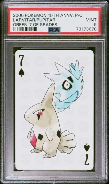 2006 Pokemon Center 10Th Anniversary Playing Cards Green Deck Larvitar/Pupitar, Of Spades #7 card image