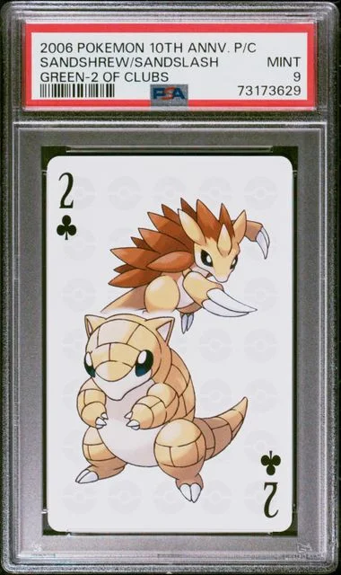 2006 Pokemon Center 10th Anniversary Playing Cards Green Deck Of Clubs Sandshrew/Sandslash #2 card image